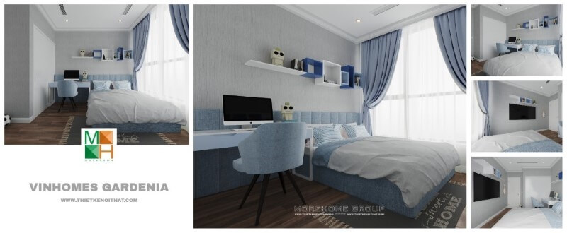 Thiết kế phòng ngủ của con sử dụng giường bọc nệm ngay đầu là một trong những xu hướng ấn tượng trong những năm vừa qua. Chất liệu nệm mềm mại giúp con có được điểm tựa êm ái, dễ chịu vào mùa hè và ấm áp vào mùa đông. Thiết kế chung cư
