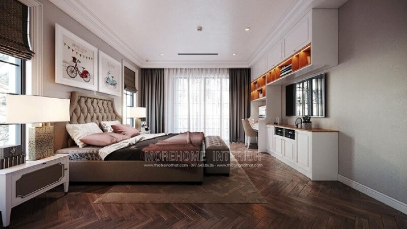 Trang trí nội thất phòng của con đẹp, sang trọng nhưng không kém nét sinh động, đáng yêu. Thiết kế nội thất phòng ngủ biệt thự