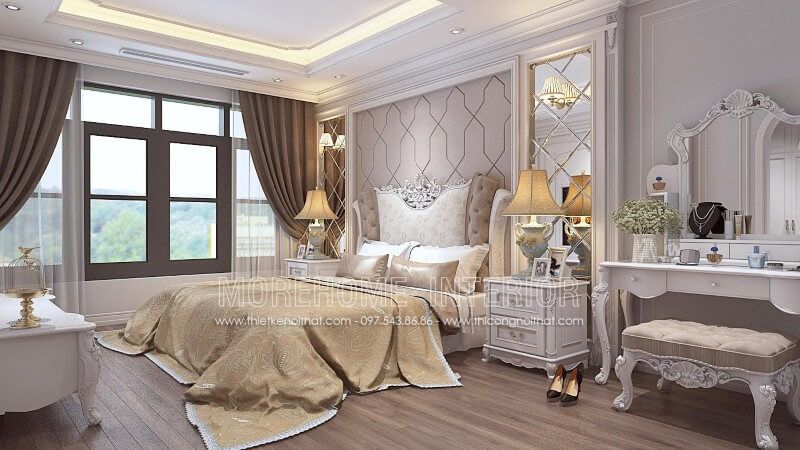 Giường ngủ biệt thự tân cổ điển Giường ngủ biệt thự tân cổ điển
