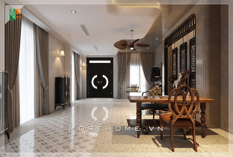 Mẫu thiết kế phòng làm việc với nội thất gỗ tự nhiên bọc da cao cấp phong cách tân cổ điển cho chung cư, nhà phố, biệt thự